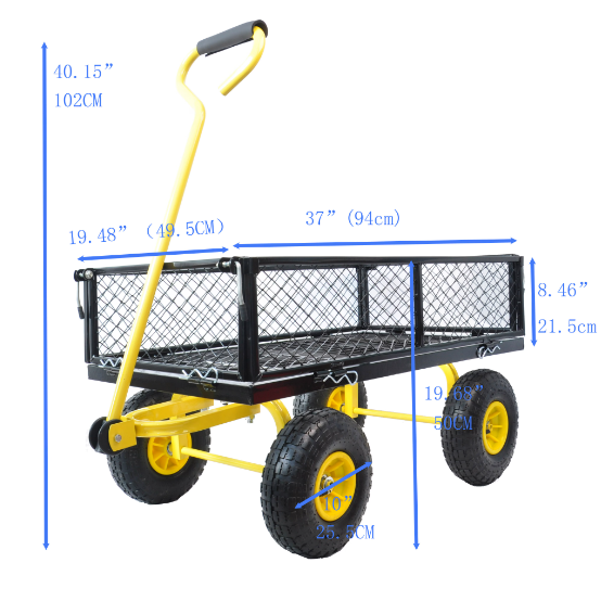 Heavy Duty Steel Garden Cart with Swivel Handle & Detachable Sides - Practical Carriage Garden Trolley - Image 5
