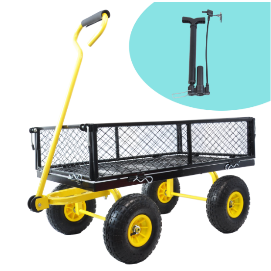 Heavy Duty Steel Garden Cart with Swivel Handle & Detachable Sides - Practical Carriage Garden Trolley - Image 6