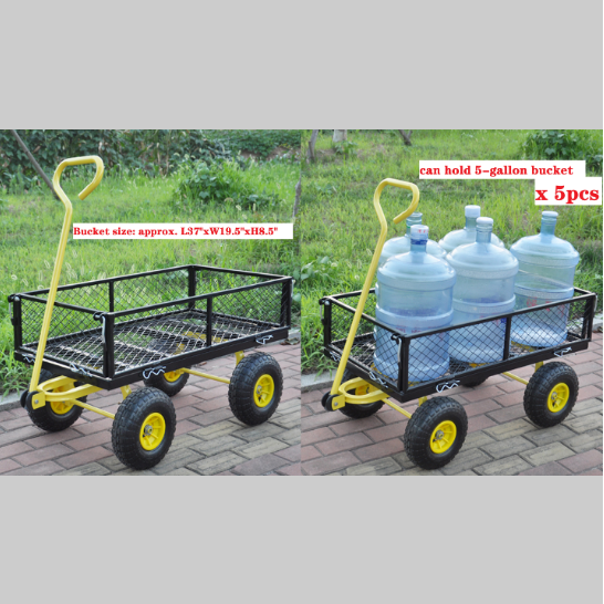 Heavy Duty Steel Garden Cart with Swivel Handle & Detachable Sides - Practical Carriage Garden Trolley - Image 10