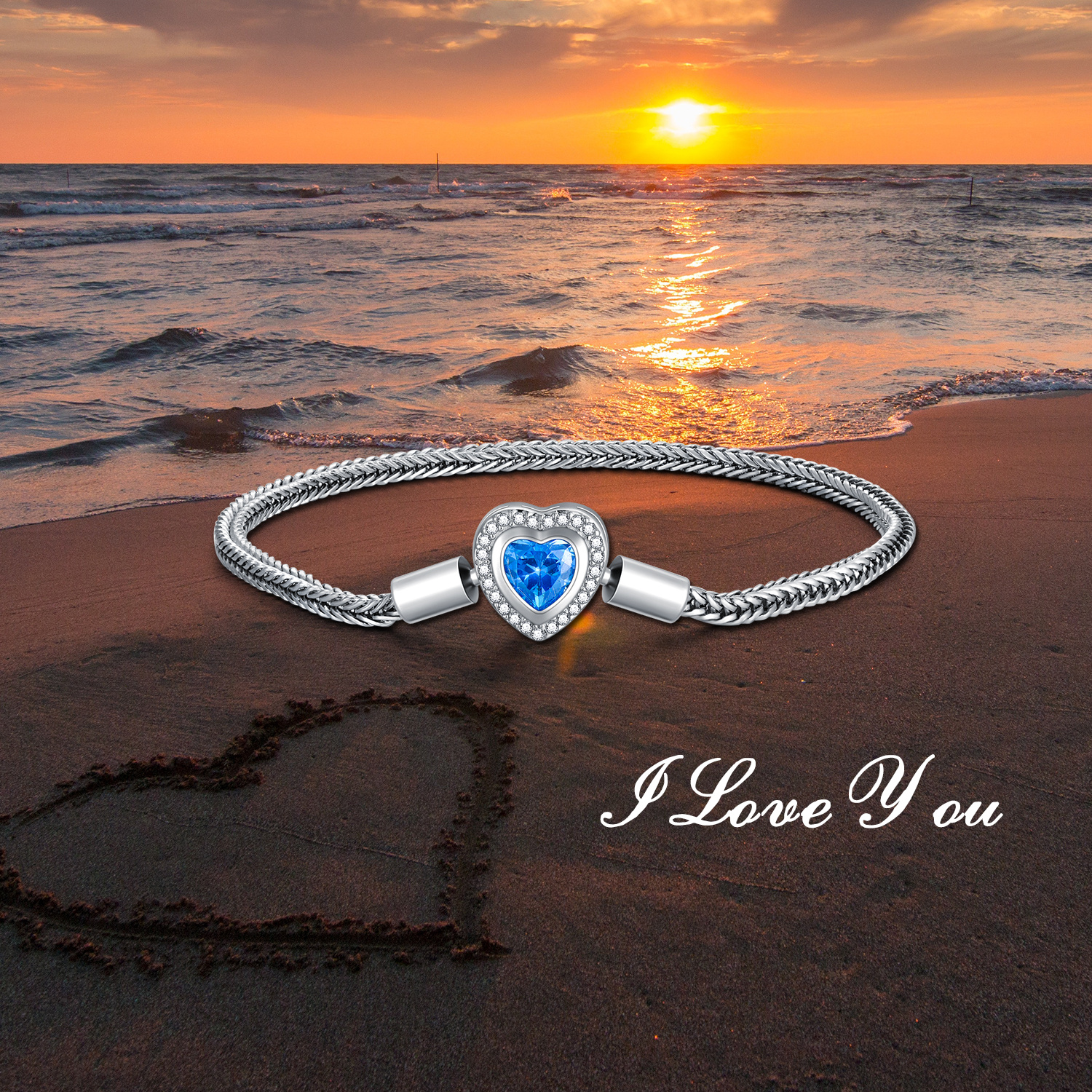 925 Sterling Silver Heart Bead Charm with Net Chain for Stunning Bracelets - Image 6