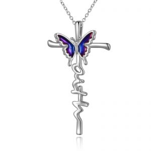 Sterling Silver Butterfly Cross Necklace - Perfect Jewelry Gift for Women