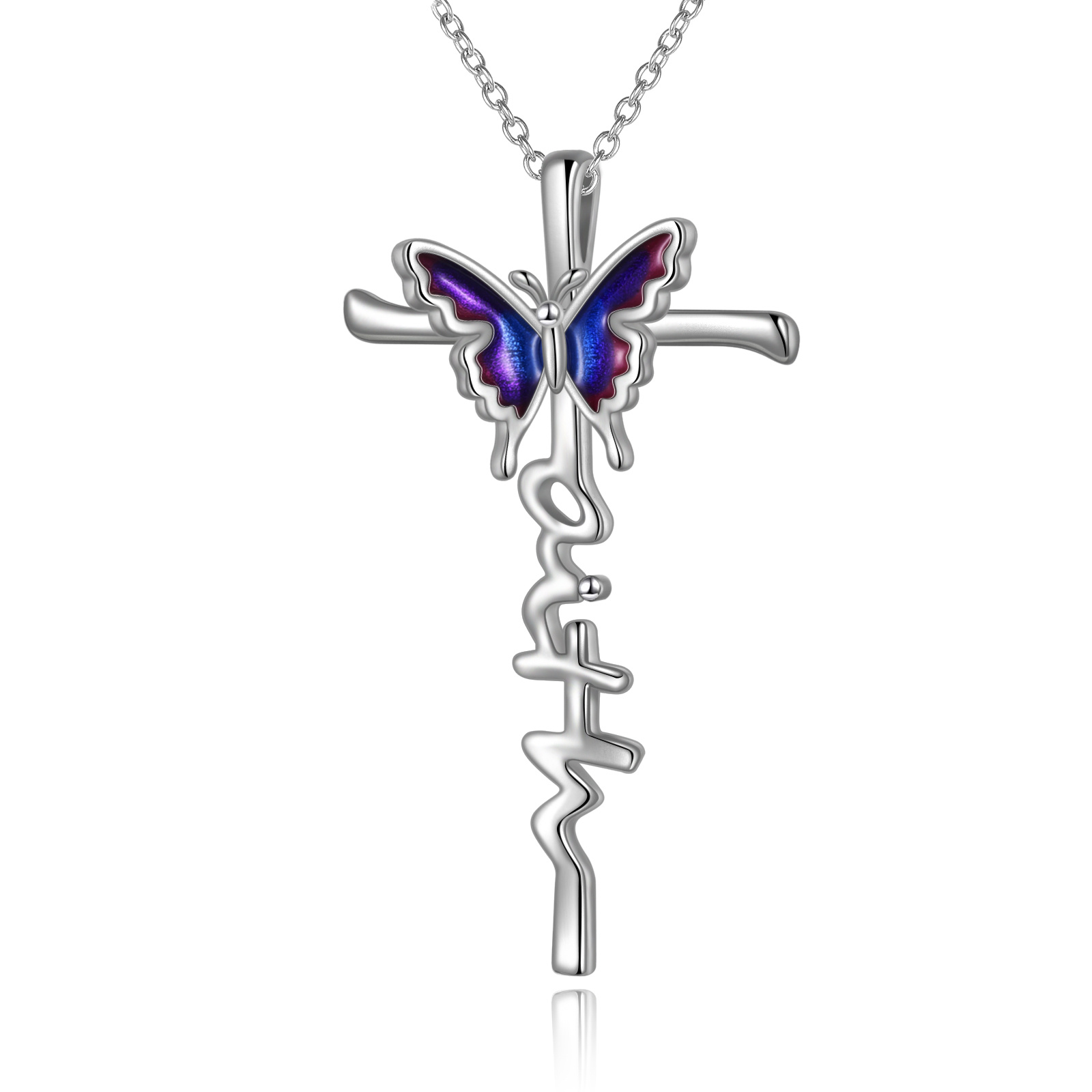 Sterling Silver Butterfly Cross Necklace - Perfect Jewelry Gift for Women