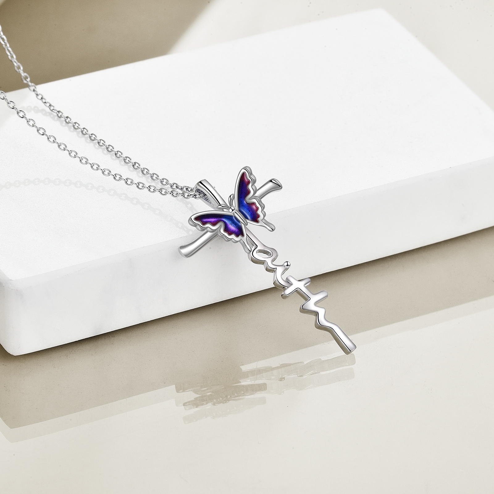 Sterling Silver Butterfly Cross Necklace - Perfect Jewelry Gift for Women - Image 3