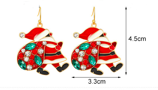 Charming Personalized Santa Claus Earrings with Colorful Rhinestones - Trendy Christmas Jewelry for Women - Image 5