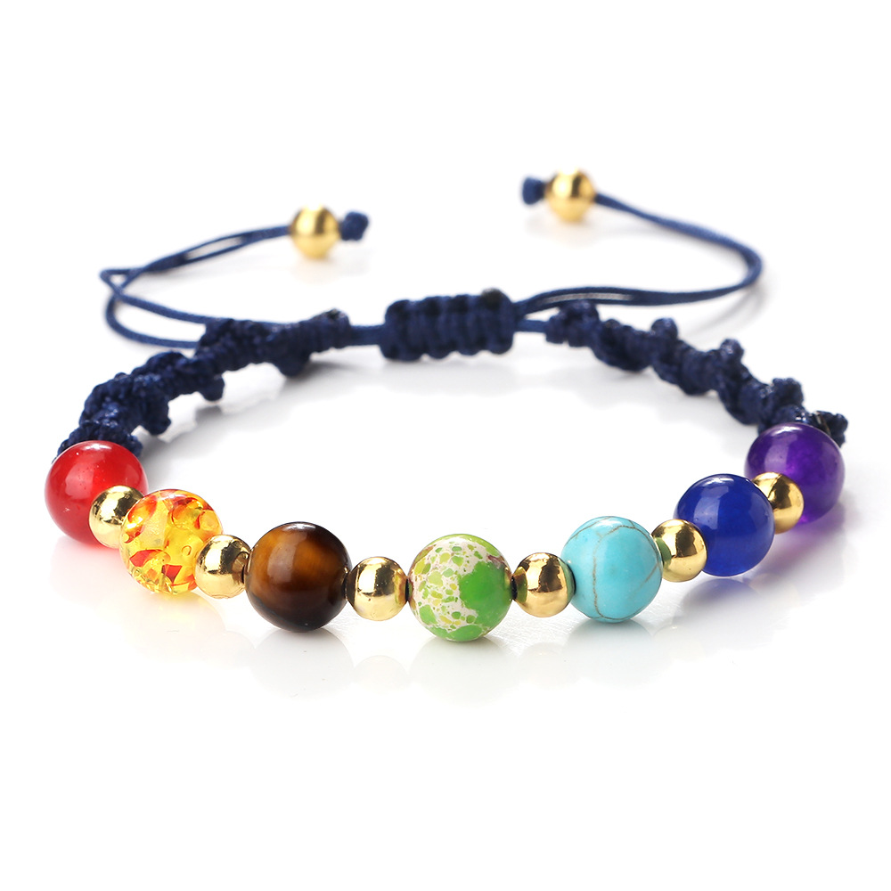 Vibrant Stone Beads Bracelet for Yoga - Handcrafted Woven Strap - Image 5