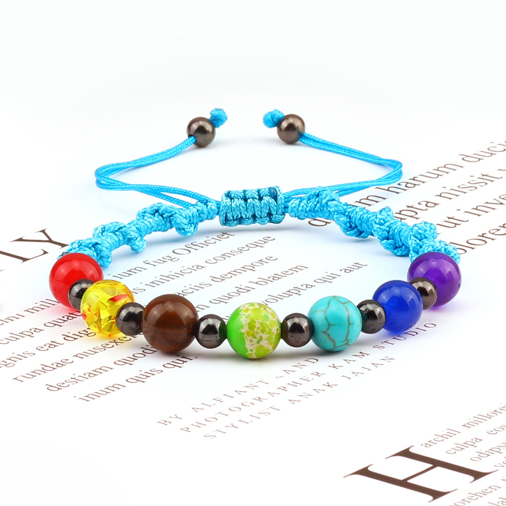 Vibrant Stone Beads Bracelet for Yoga - Handcrafted Woven Strap - Image 12