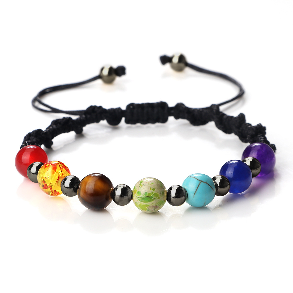 Vibrant Stone Beads Bracelet for Yoga - Handcrafted Woven Strap - Image 14
