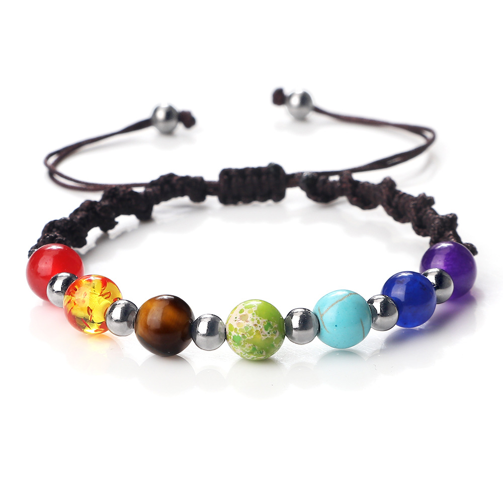 Vibrant Stone Beads Bracelet for Yoga - Handcrafted Woven Strap - Image 15