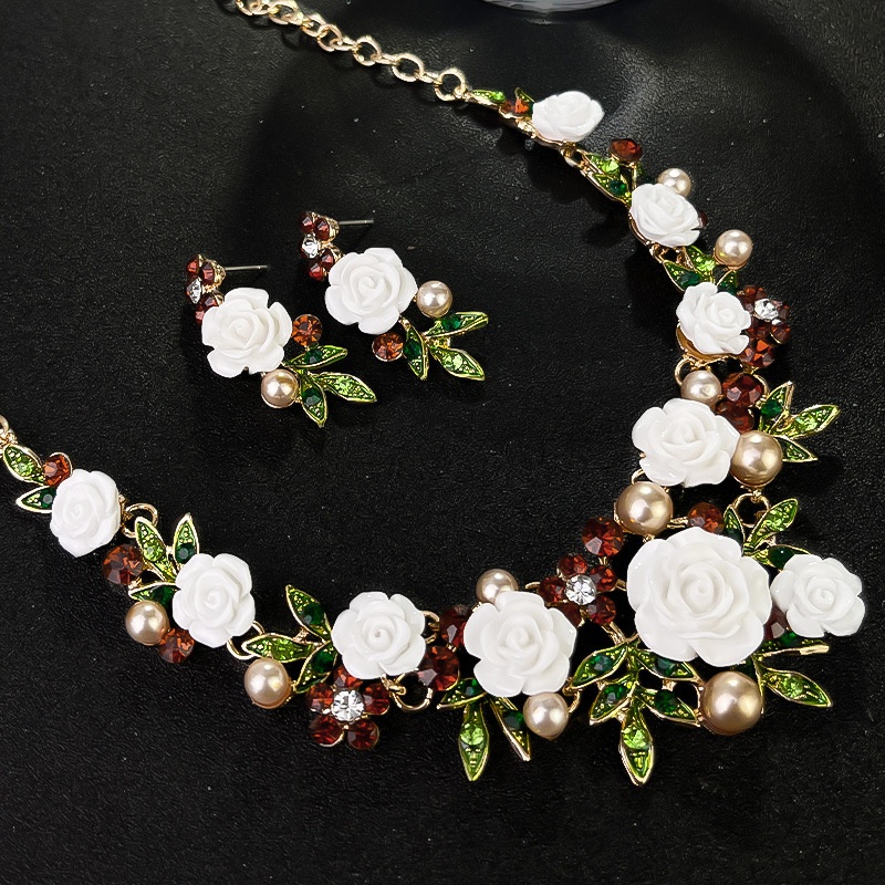 Camellia Suit 3D Floral Earrings and Necklace Set for Elegant Style - Image 8