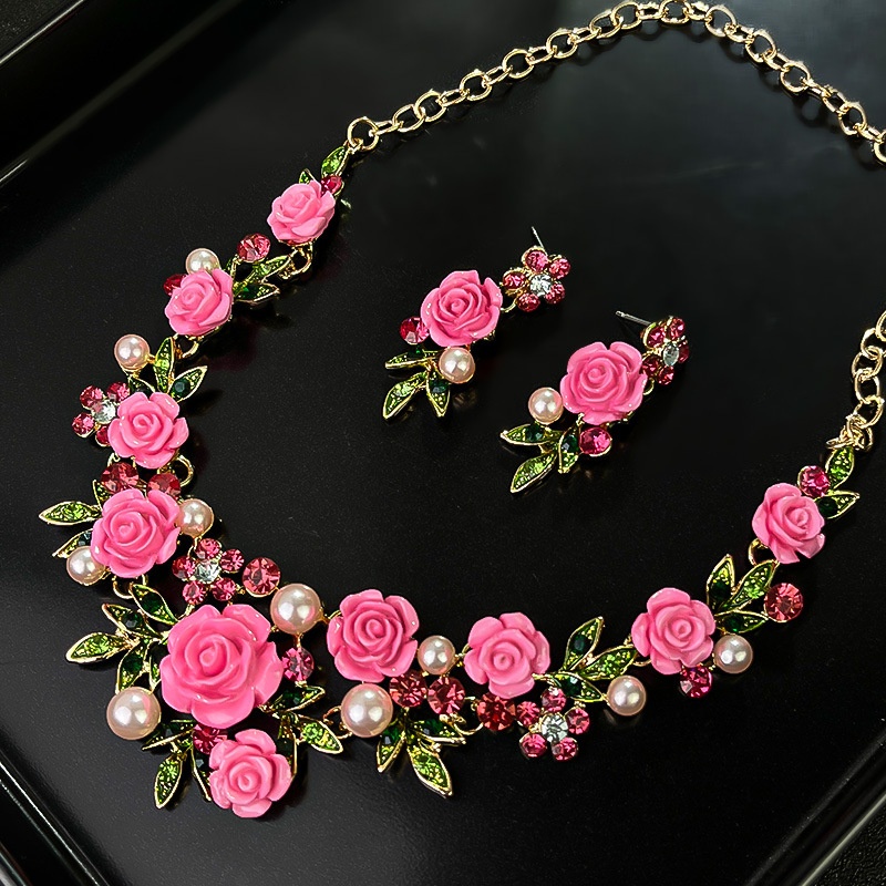 Camellia Suit 3D Floral Earrings and Necklace Set for Elegant Style - Image 9