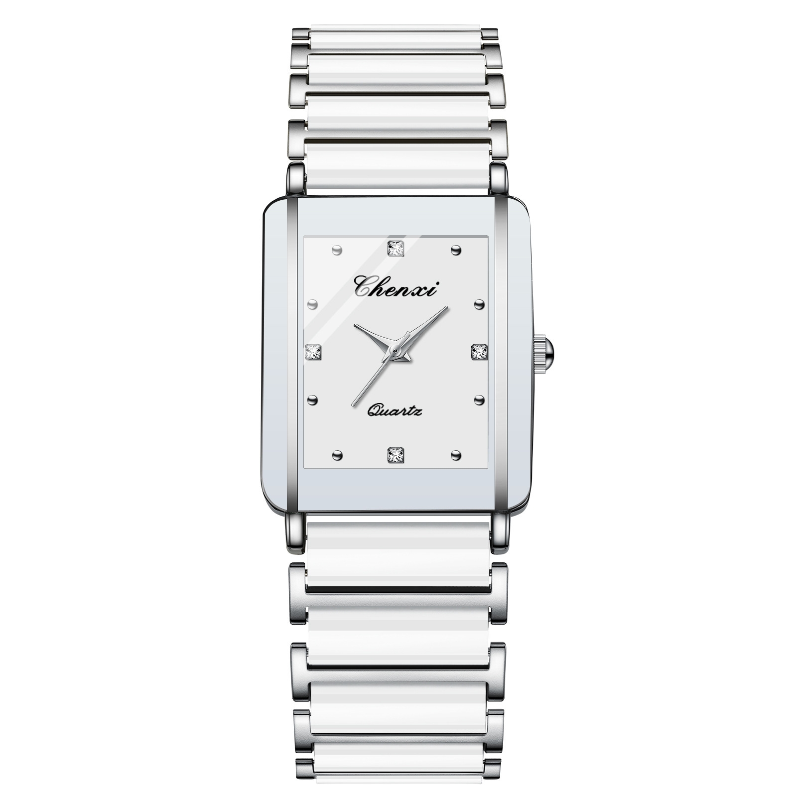 Couple's Elegant Square Diamond Quartz Watch Set for Timeless Style - Image 10