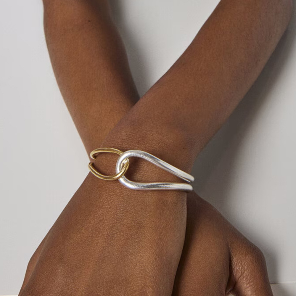 Noria Two Tone Gold Bangle - Elegant Jewelry for Stylish Looks