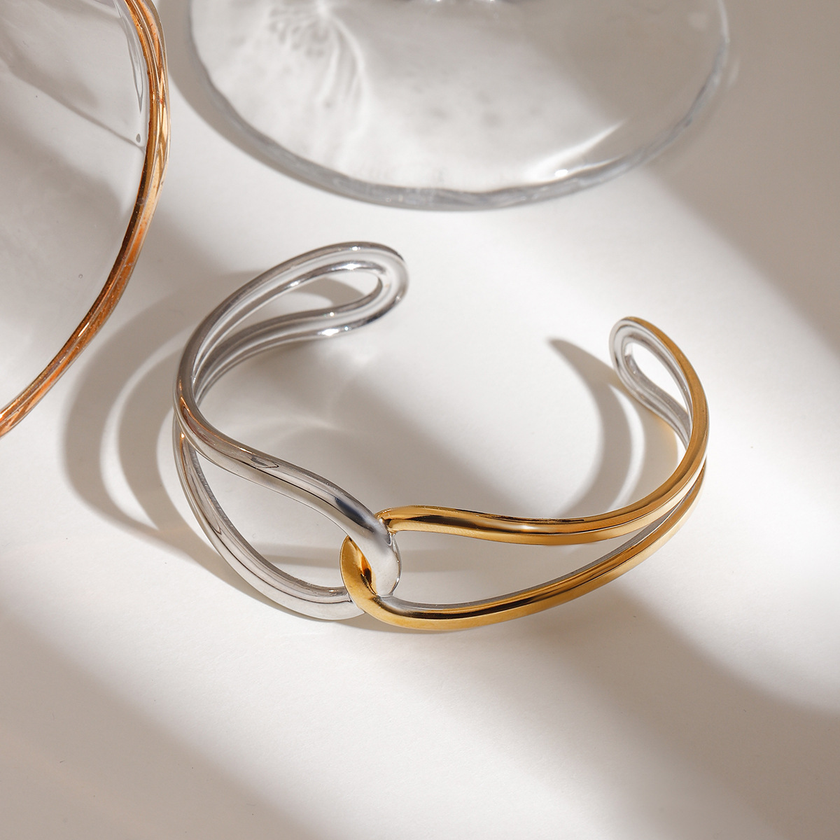 Noria Two Tone Gold Bangle - Elegant Jewelry for Stylish Looks - Image 2