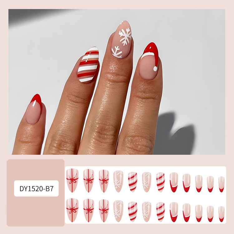 24pcs Christmas Nail Art Stickers - Hat Striped Snowflake Designs for Parties, Dances, and Holiday Celebrations - Image 2