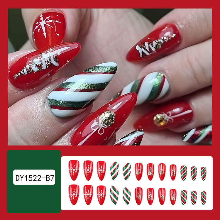 24pcs Christmas Nail Art Stickers - Hat Striped Snowflake Designs for Parties, Dances, and Holiday Celebrations - Image 3