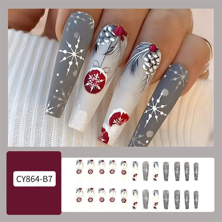 24pcs Christmas Nail Art Stickers - Hat Striped Snowflake Designs for Parties, Dances, and Holiday Celebrations - Image 13