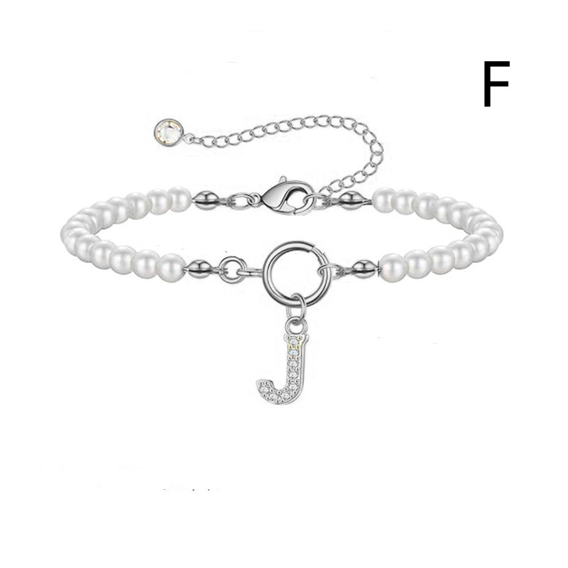 2024 Trendy Toggle Clasp Initial Bracelet for Women - A-Z Letter Pendant & 6mm Pearl Jewelry Gift - Image 2
