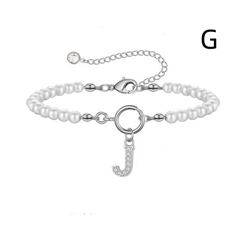 2024 Trendy Toggle Clasp Initial Bracelet for Women - A-Z Letter Pendant & 6mm Pearl Jewelry Gift - Image 3