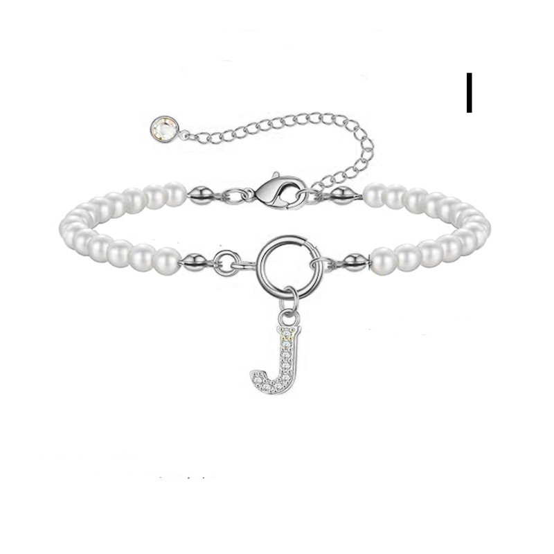2024 Trendy Toggle Clasp Initial Bracelet for Women - A-Z Letter Pendant & 6mm Pearl Jewelry Gift - Image 5