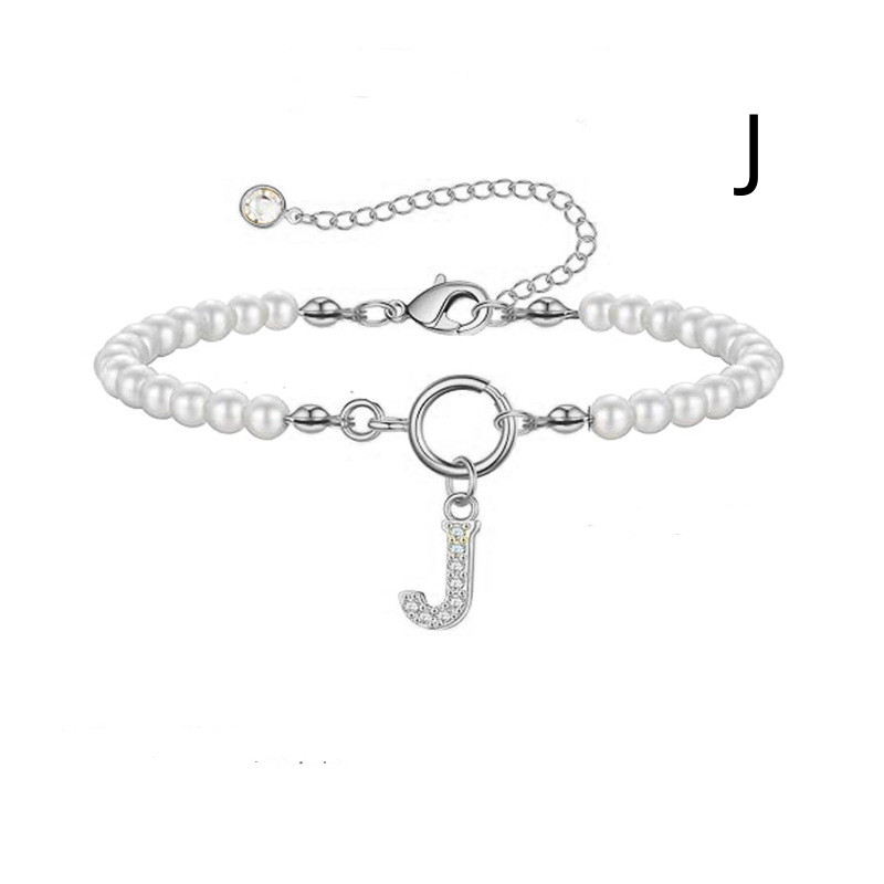 2024 Trendy Toggle Clasp Initial Bracelet for Women - A-Z Letter Pendant & 6mm Pearl Jewelry Gift - Image 6