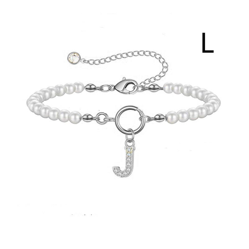 2024 Trendy Toggle Clasp Initial Bracelet for Women - A-Z Letter Pendant & 6mm Pearl Jewelry Gift - Image 8