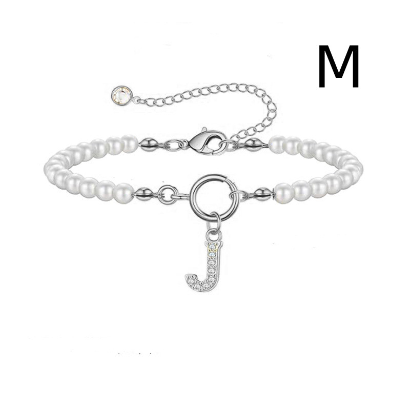 2024 Trendy Toggle Clasp Initial Bracelet for Women - A-Z Letter Pendant & 6mm Pearl Jewelry Gift - Image 9