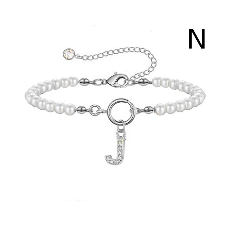 2024 Trendy Toggle Clasp Initial Bracelet for Women - A-Z Letter Pendant & 6mm Pearl Jewelry Gift - Image 10