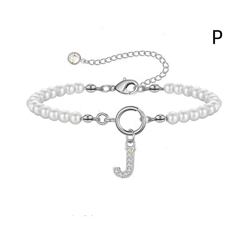 2024 Trendy Toggle Clasp Initial Bracelet for Women - A-Z Letter Pendant & 6mm Pearl Jewelry Gift - Image 13
