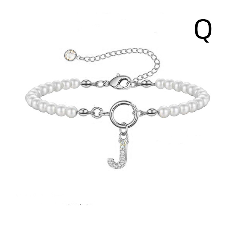 2024 Trendy Toggle Clasp Initial Bracelet for Women - A-Z Letter Pendant & 6mm Pearl Jewelry Gift - Image 14