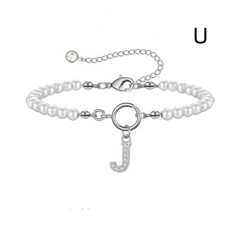 2024 Trendy Toggle Clasp Initial Bracelet for Women - A-Z Letter Pendant & 6mm Pearl Jewelry Gift - Image 18