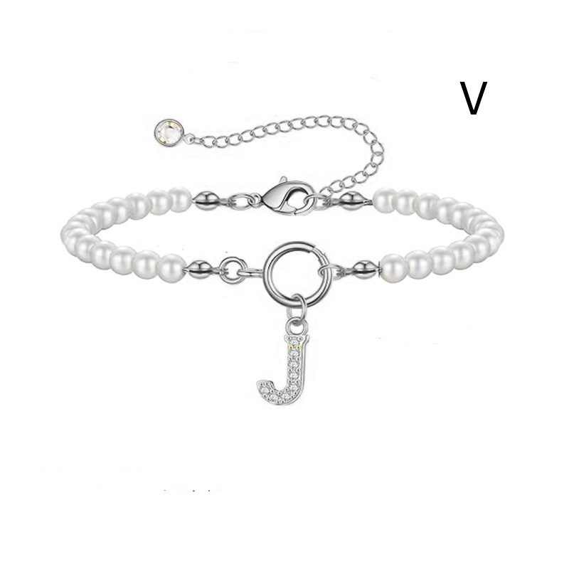 2024 Trendy Toggle Clasp Initial Bracelet for Women - A-Z Letter Pendant & 6mm Pearl Jewelry Gift - Image 19