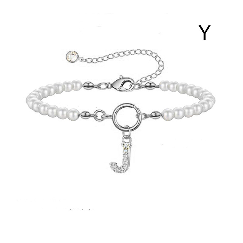 2024 Trendy Toggle Clasp Initial Bracelet for Women - A-Z Letter Pendant & 6mm Pearl Jewelry Gift - Image 23