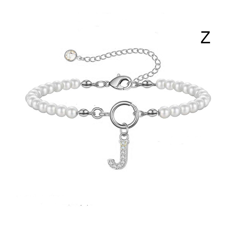 2024 Trendy Toggle Clasp Initial Bracelet for Women - A-Z Letter Pendant & 6mm Pearl Jewelry Gift - Image 24
