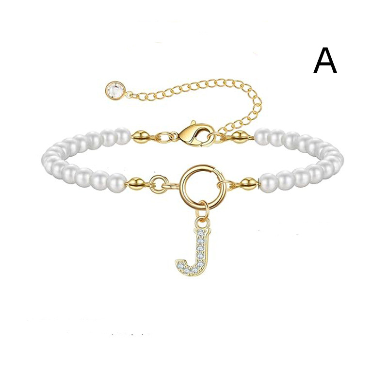 2024 Trendy Toggle Clasp Initial Bracelet for Women - A-Z Letter Pendant & 6mm Pearl Jewelry Gift - Image 25