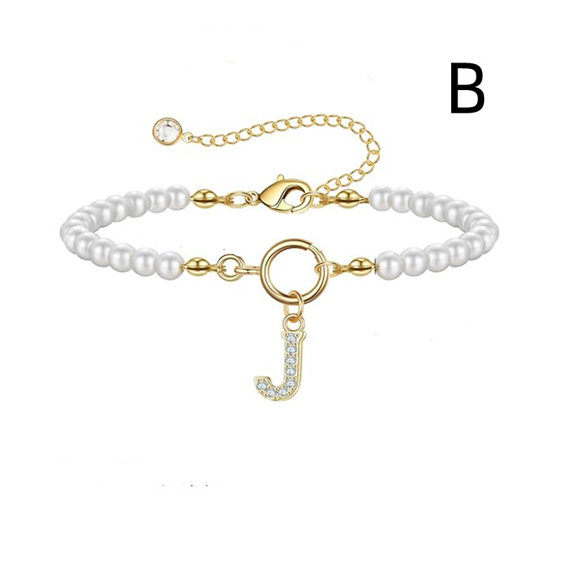 2024 Trendy Toggle Clasp Initial Bracelet for Women - A-Z Letter Pendant & 6mm Pearl Jewelry Gift - Image 26