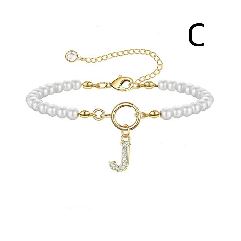 2024 Trendy Toggle Clasp Initial Bracelet for Women - A-Z Letter Pendant & 6mm Pearl Jewelry Gift - Image 27