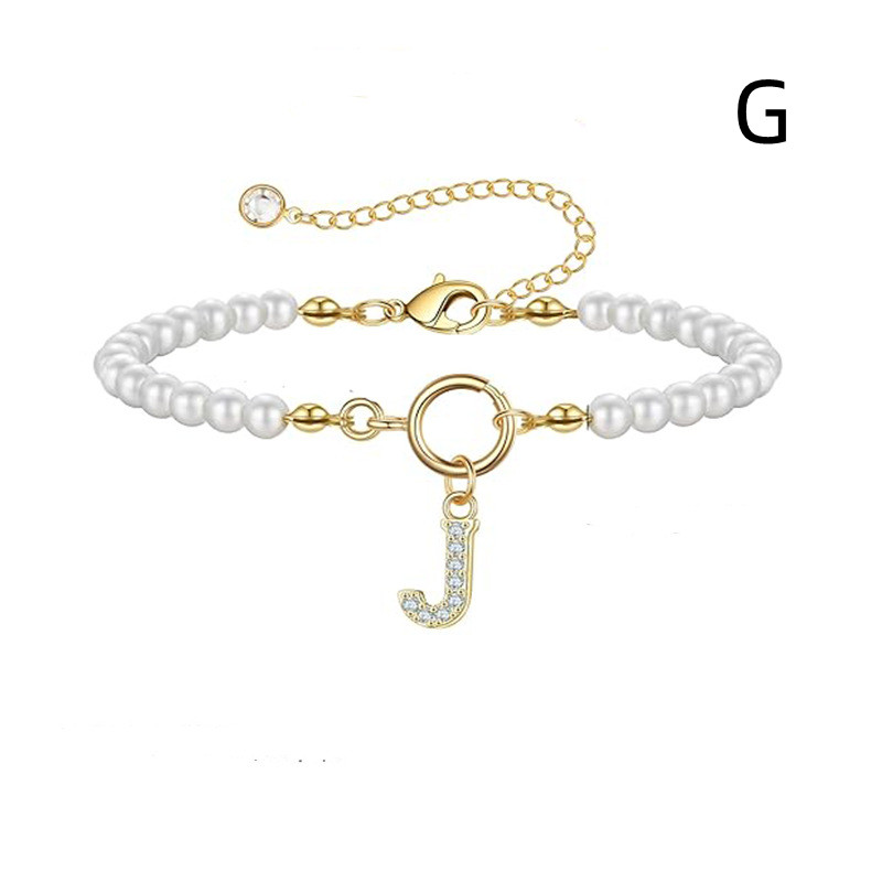 2024 Trendy Toggle Clasp Initial Bracelet for Women - A-Z Letter Pendant & 6mm Pearl Jewelry Gift - Image 31