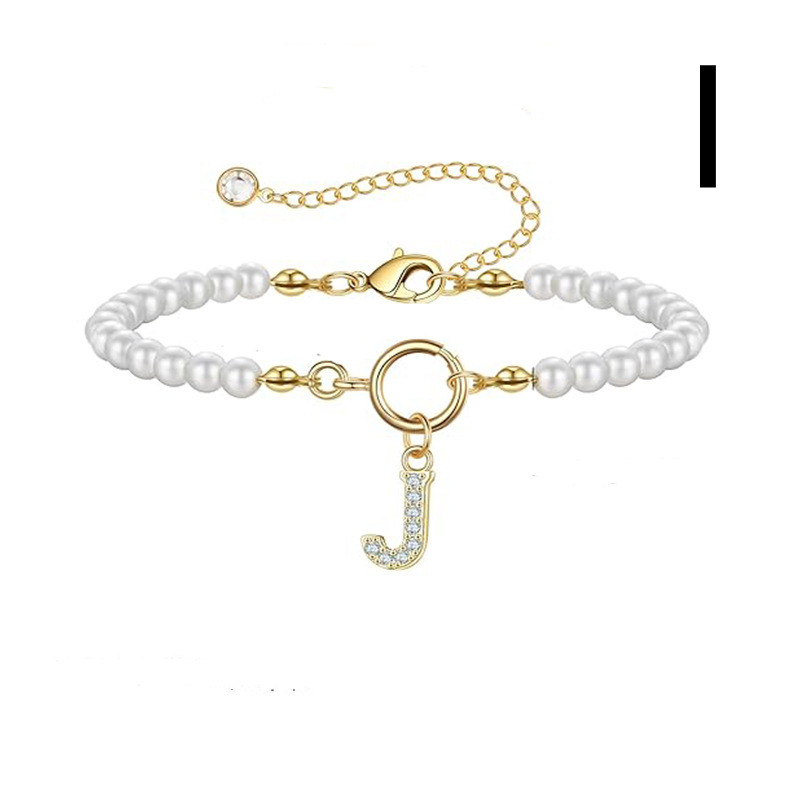 2024 Trendy Toggle Clasp Initial Bracelet for Women - A-Z Letter Pendant & 6mm Pearl Jewelry Gift - Image 34