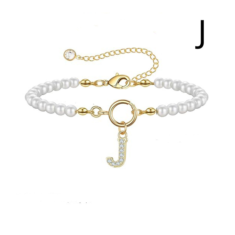 2024 Trendy Toggle Clasp Initial Bracelet for Women - A-Z Letter Pendant & 6mm Pearl Jewelry Gift - Image 35