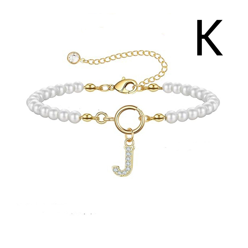 2024 Trendy Toggle Clasp Initial Bracelet for Women - A-Z Letter Pendant & 6mm Pearl Jewelry Gift - Image 36