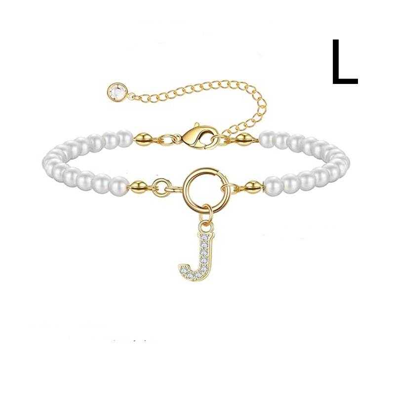 2024 Trendy Toggle Clasp Initial Bracelet for Women - A-Z Letter Pendant & 6mm Pearl Jewelry Gift - Image 37