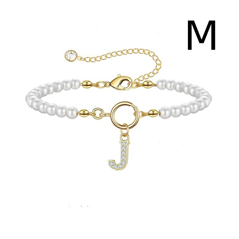 2024 Trendy Toggle Clasp Initial Bracelet for Women - A-Z Letter Pendant & 6mm Pearl Jewelry Gift - Image 38