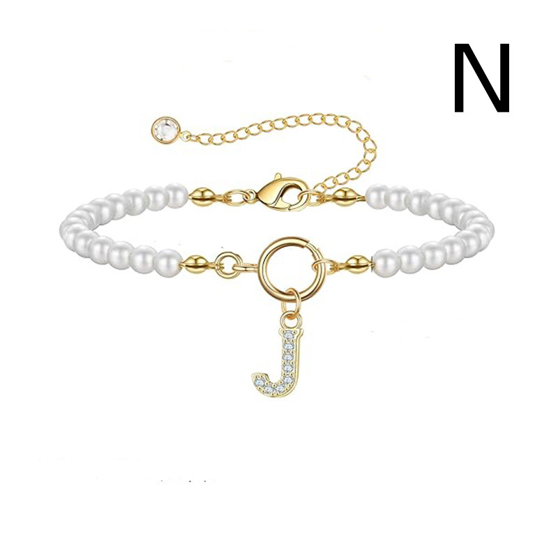 2024 Trendy Toggle Clasp Initial Bracelet for Women - A-Z Letter Pendant & 6mm Pearl Jewelry Gift - Image 39