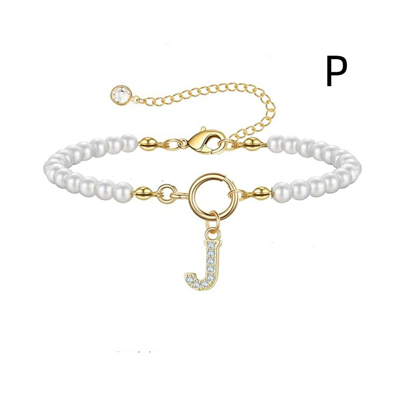 2024 Trendy Toggle Clasp Initial Bracelet for Women - A-Z Letter Pendant & 6mm Pearl Jewelry Gift - Image 41