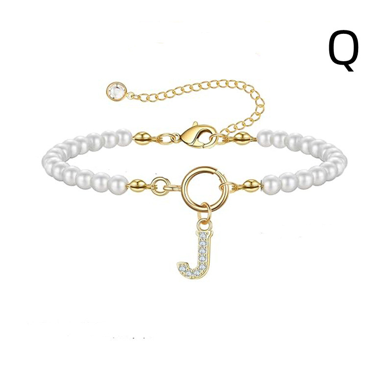 2024 Trendy Toggle Clasp Initial Bracelet for Women - A-Z Letter Pendant & 6mm Pearl Jewelry Gift - Image 42