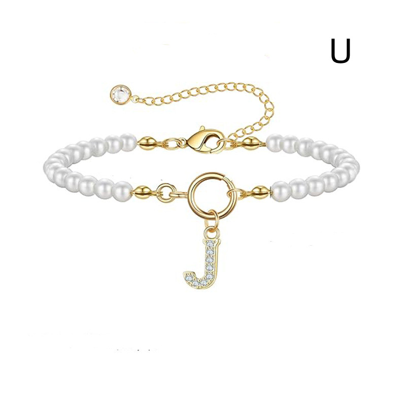 2024 Trendy Toggle Clasp Initial Bracelet for Women - A-Z Letter Pendant & 6mm Pearl Jewelry Gift - Image 47