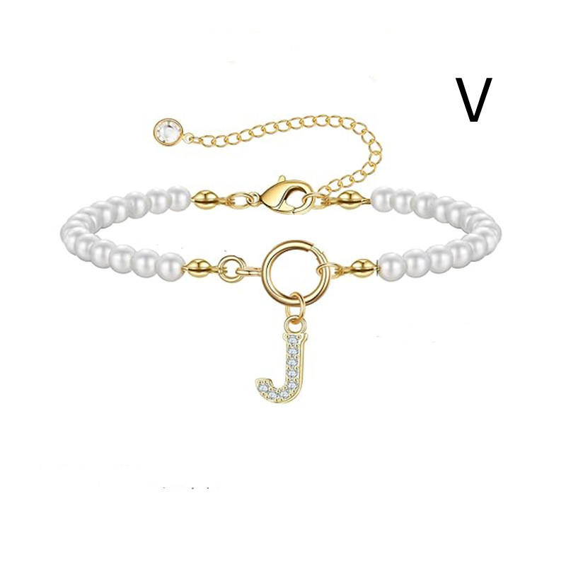 2024 Trendy Toggle Clasp Initial Bracelet for Women - A-Z Letter Pendant & 6mm Pearl Jewelry Gift - Image 48