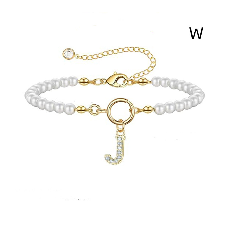 2024 Trendy Toggle Clasp Initial Bracelet for Women - A-Z Letter Pendant & 6mm Pearl Jewelry Gift - Image 49