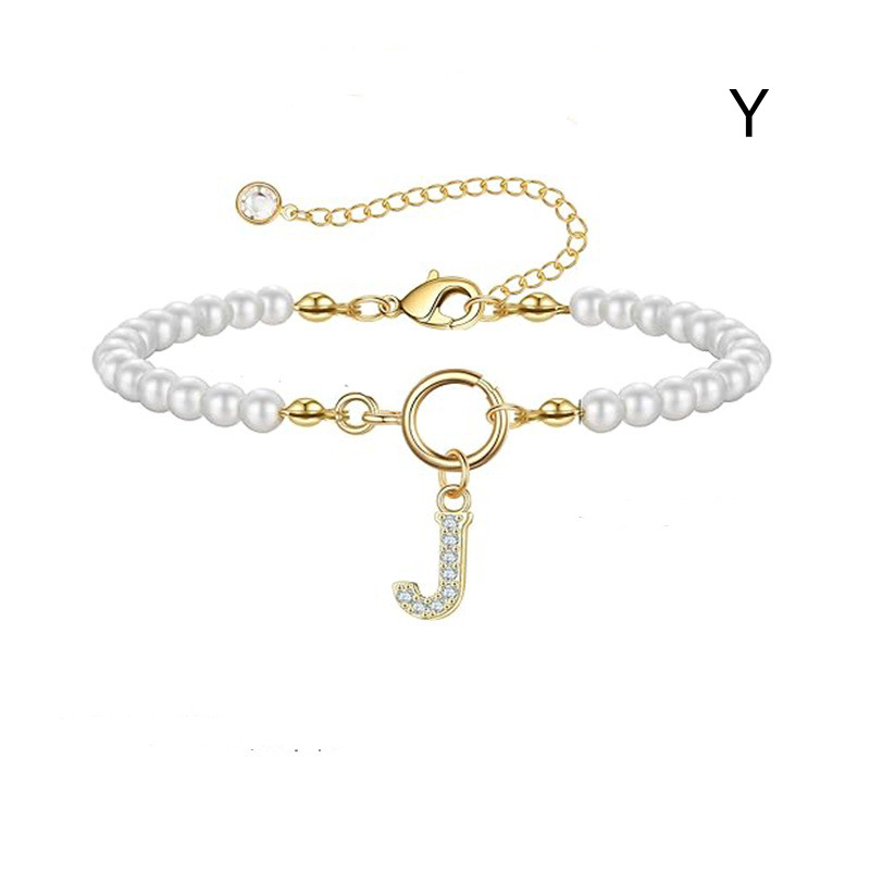2024 Trendy Toggle Clasp Initial Bracelet for Women - A-Z Letter Pendant & 6mm Pearl Jewelry Gift - Image 51