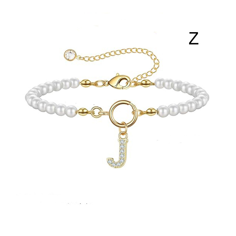 2024 Trendy Toggle Clasp Initial Bracelet for Women - A-Z Letter Pendant & 6mm Pearl Jewelry Gift - Image 52